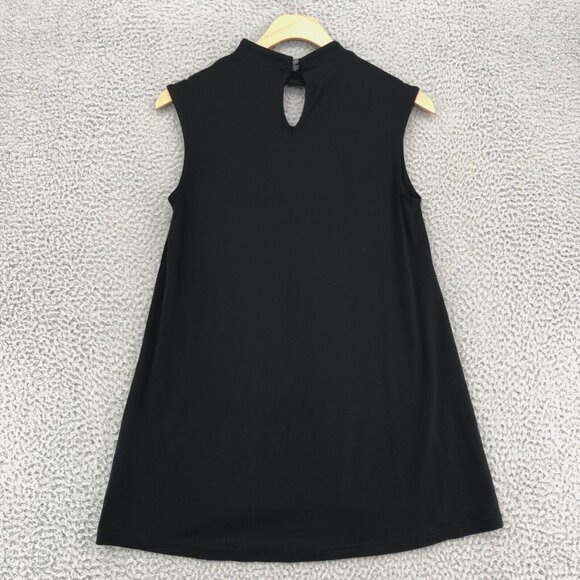 Vince Camuto Top Womens Extra Small Black Cutout Mock Neck Sleeveless Tunic Knit - Picture 3 of 9